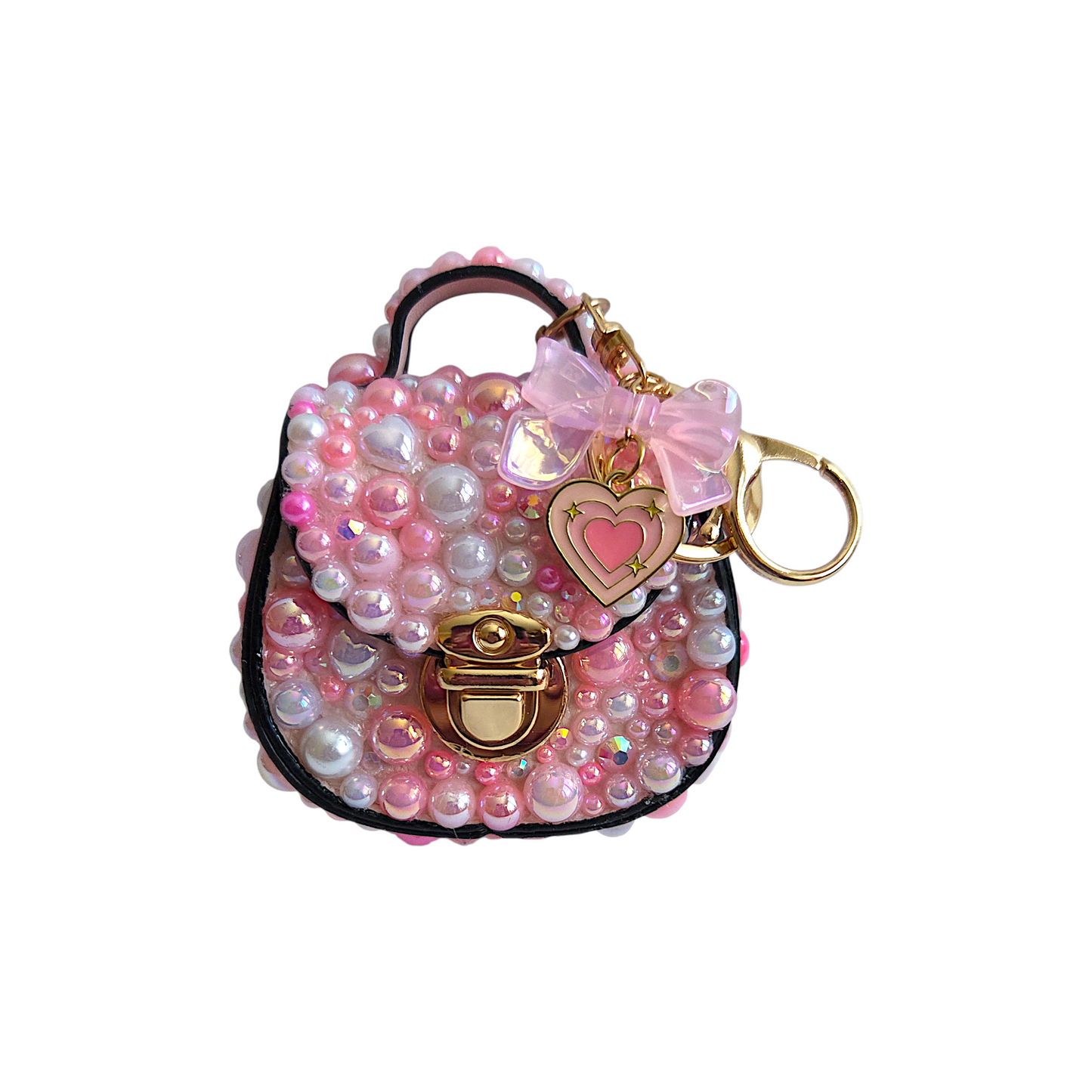 Blinged Mini Saddle Bag Keychains Purse with Charms