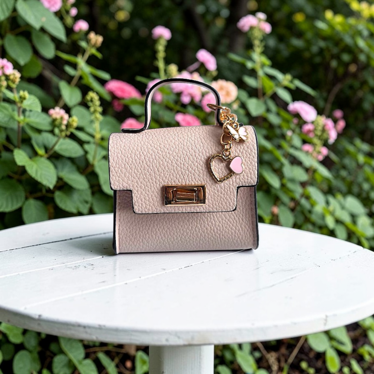 Sophisticated Mini Handbag Keychain with Charms