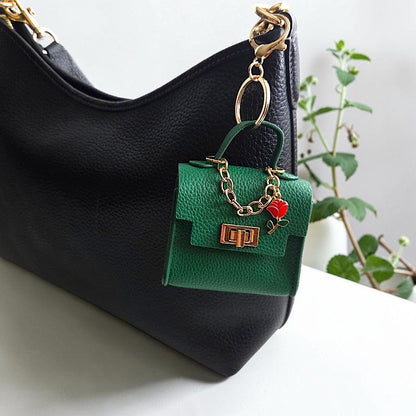 Sophisticated Mini Handbag Keychain with Charms