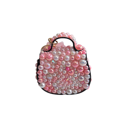 Blinged Mini Saddle Bag Keychains Purse with Charms