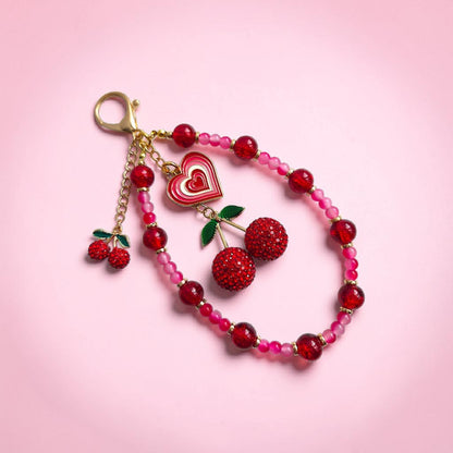 Handmade Cherry Bag Charm Keychain