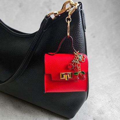 Sophisticated Mini Handbag Keychain with Charms