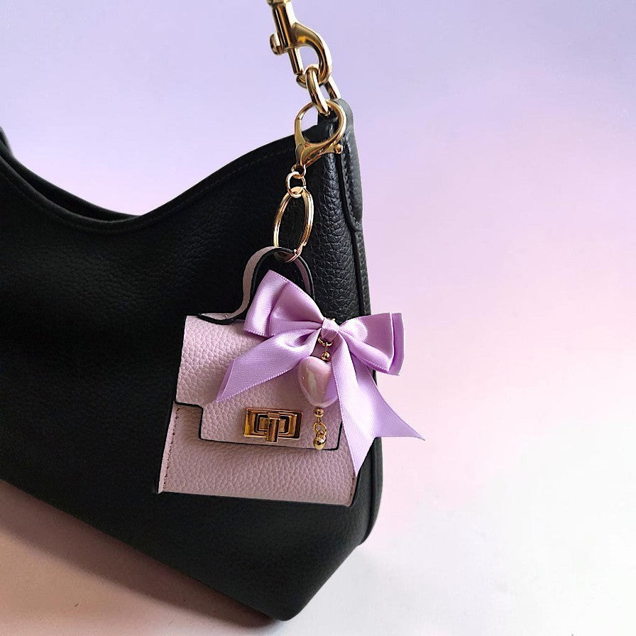 Sophisticated Mini Handbag Keychain with Charms