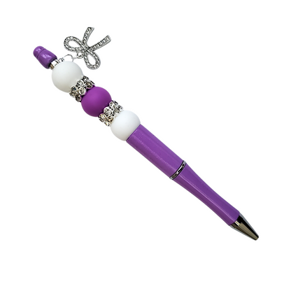 Beaded Pen with Diamond Bow Charms