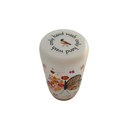 Elegant Butterfly Frosted Ice Coffee Glass with Bamboo Lid and Glass Straw