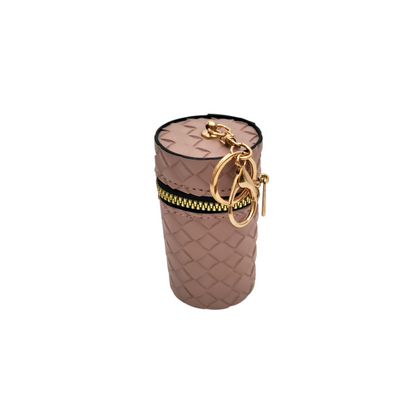 Woven Rose Pink Cylinder Mini Bag Keychain