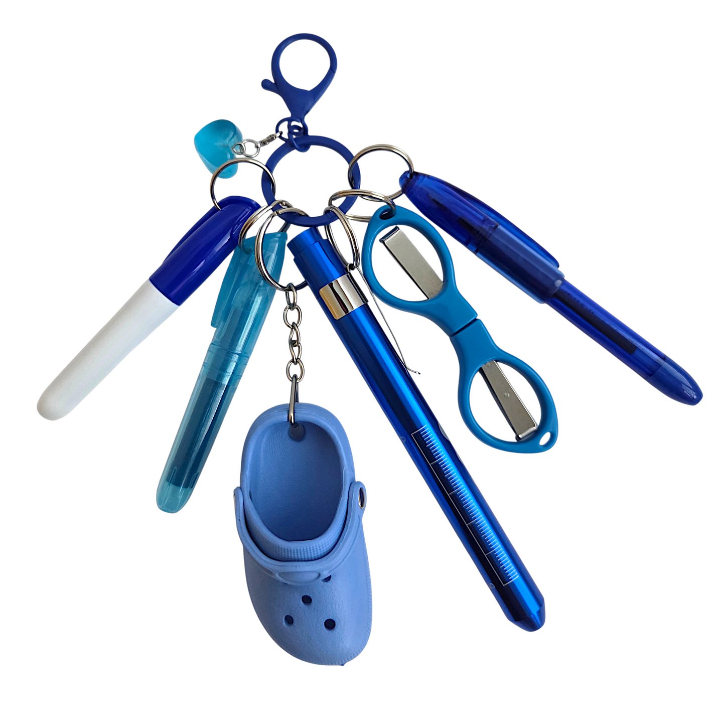 Badge Reel Accessory Set: Mini pen, highlighter, Sharpe, Scissors Penlight