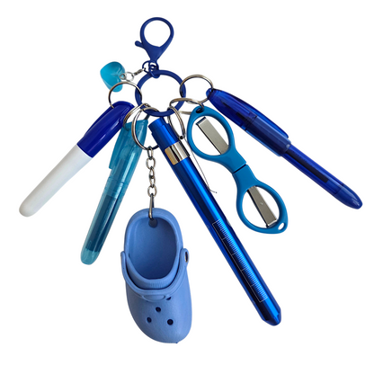 Badge Reel Accessory Set: Mini pen, highlighter, Sharpe, Scissors Penlight