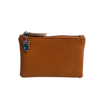 Coin Purse Keychain with Owl Charms