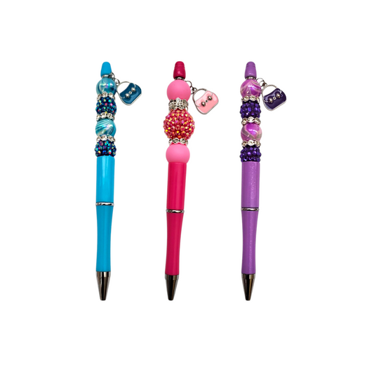 Classy Beaded Pens with Purse Charm