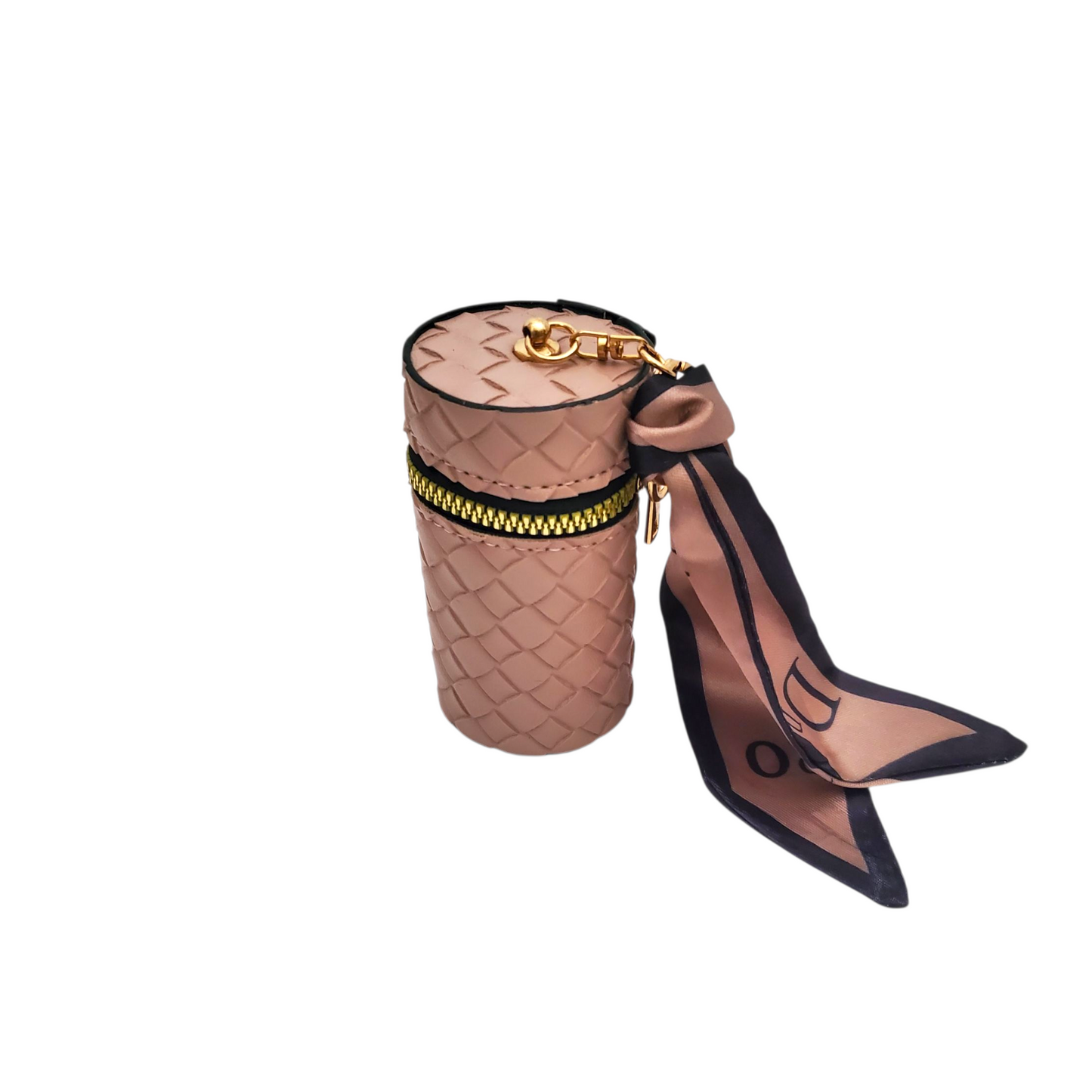 Woven Rose Pink Cylinder Mini Bag Keychain