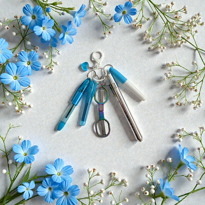 Badge Reel Accessory Set: Mini pen, highlighter, Sharpe, Scissors Penlight