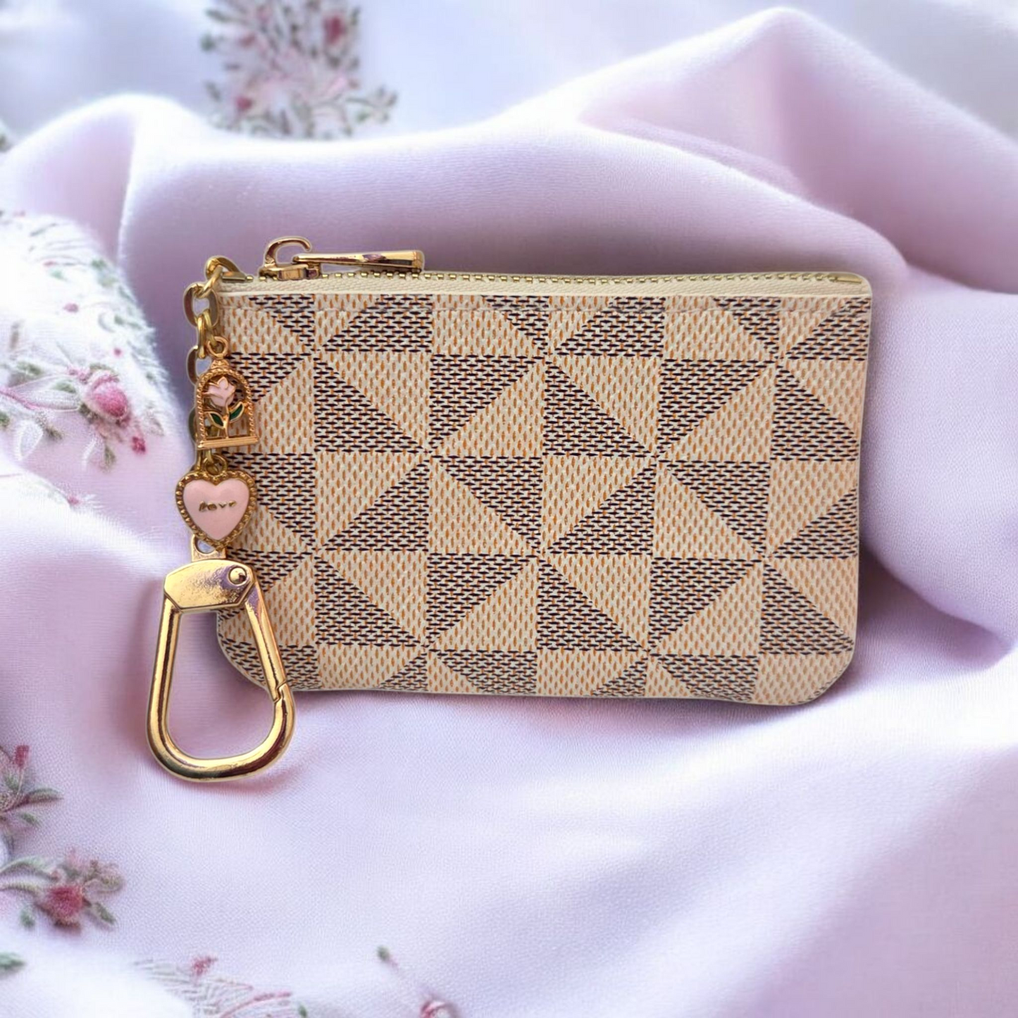 Geometric Pattern Keychain Coin Purse with or without Charms