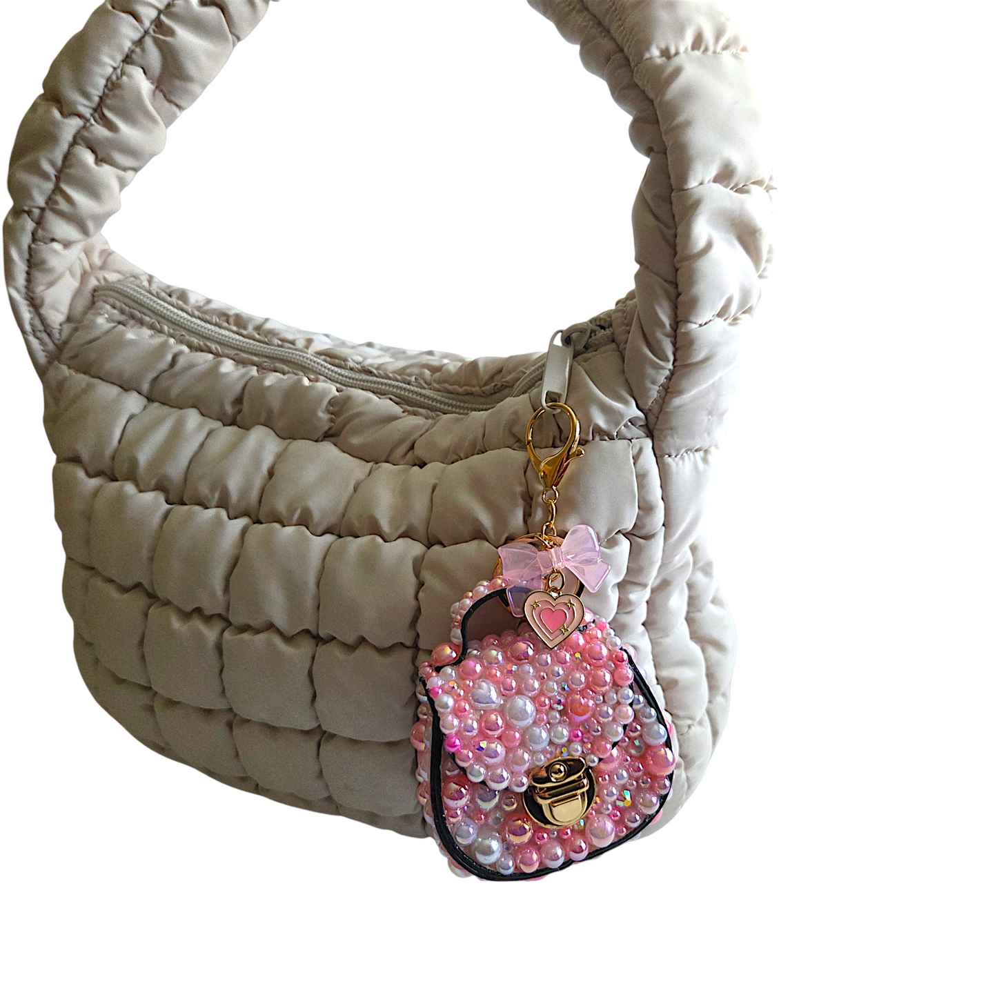 Blinged Mini Saddle Bag Keychains Purse with Charms