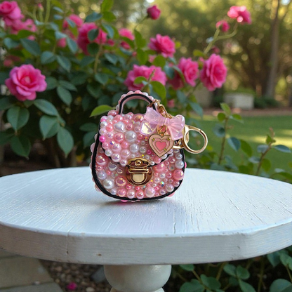 Blinged Mini Saddle Bag Keychains Purse with Charms