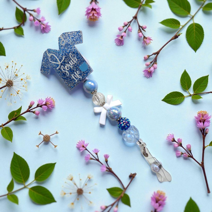 Nursing Scrub Top Badge Reel with Acrylic Beads and Charms/ Retractable ID Holder, Multiple Colors Options