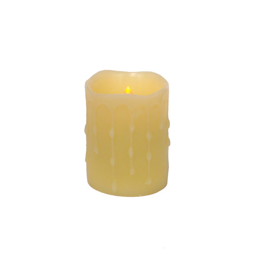 LED Wax Dripping Pillar Candle (Set of 4)  3"D x 4"H
