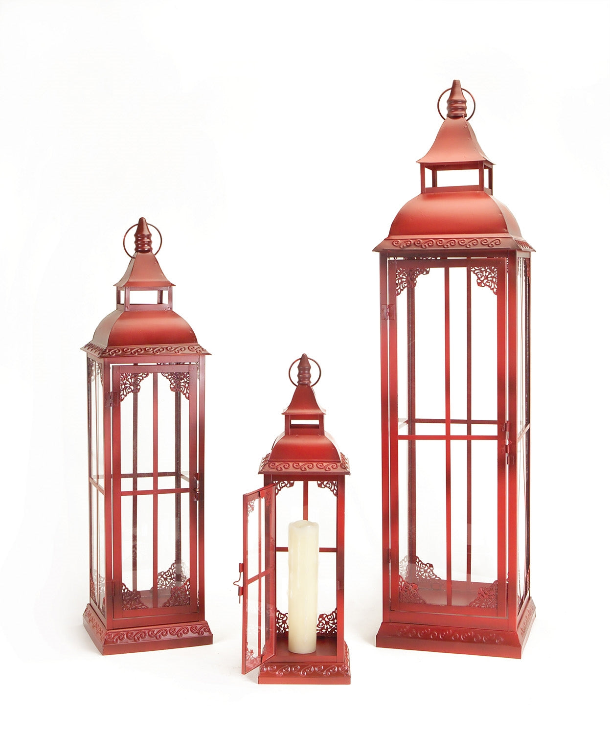 Great Red Metal Glass Lanterns