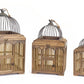 Vintage Style Decorative Wooden Bird Cage with Metal Top (Set of 3)