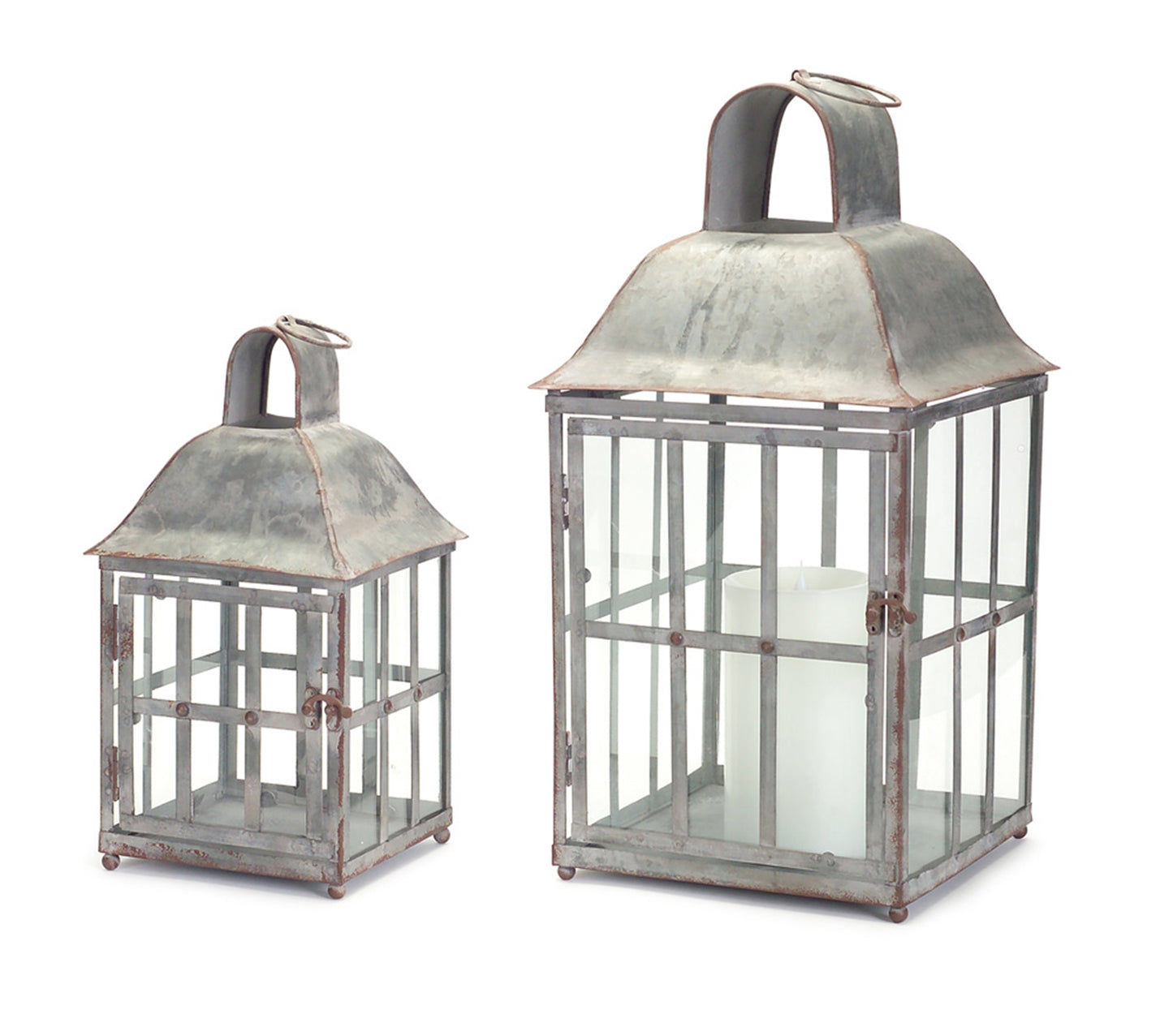 Melrose International Metal/Glass Lantern (Set of 2)