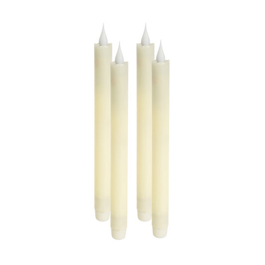 Taper Candle 10"H (Set of 4) Plastic/Wax, flickers