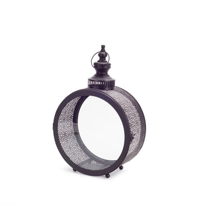 black ornate metal lantern 17.5" H