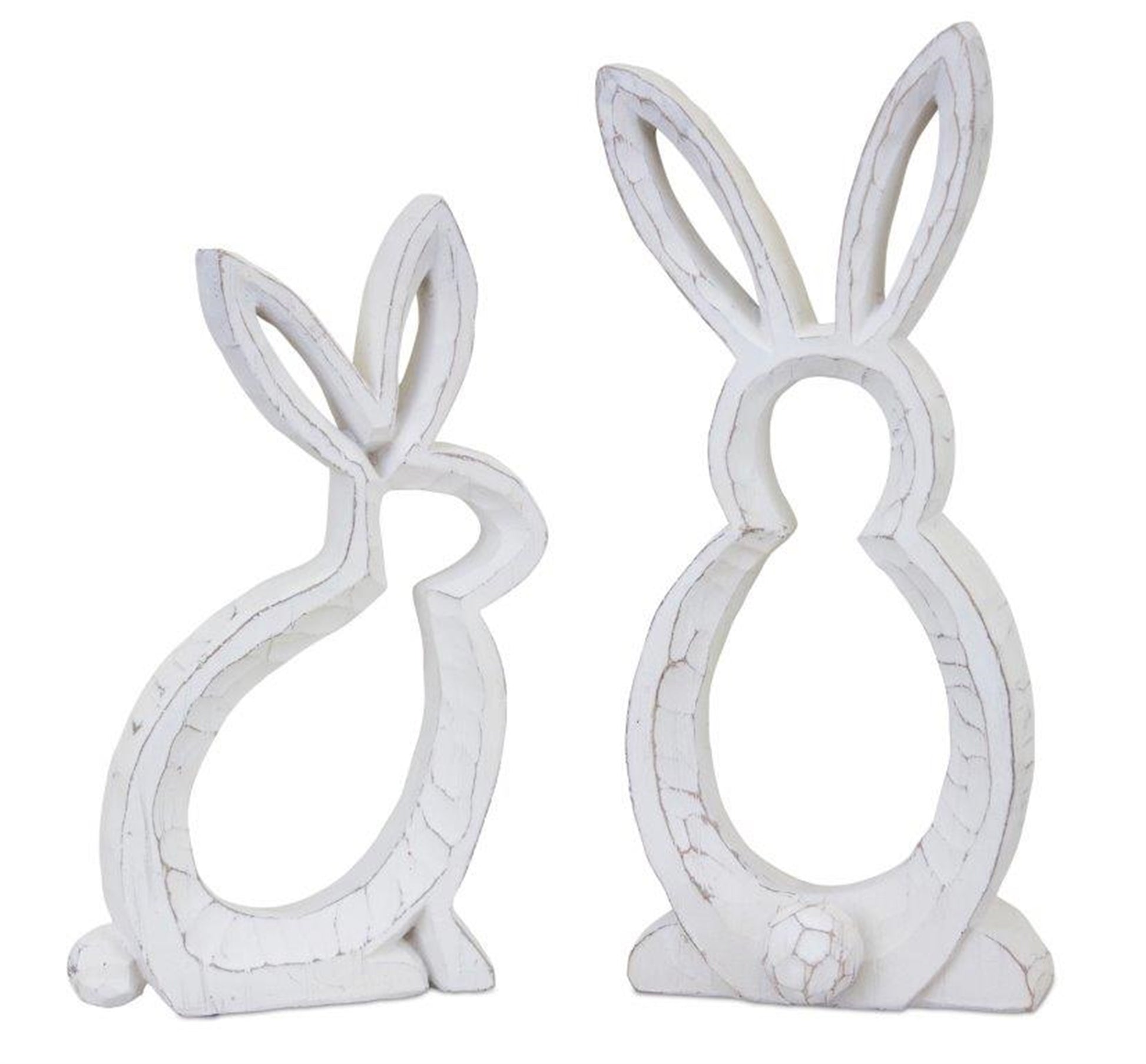 bunny outline décor, featuring two assorted designs, the weathered painted finish paired with the whimsical bunny design