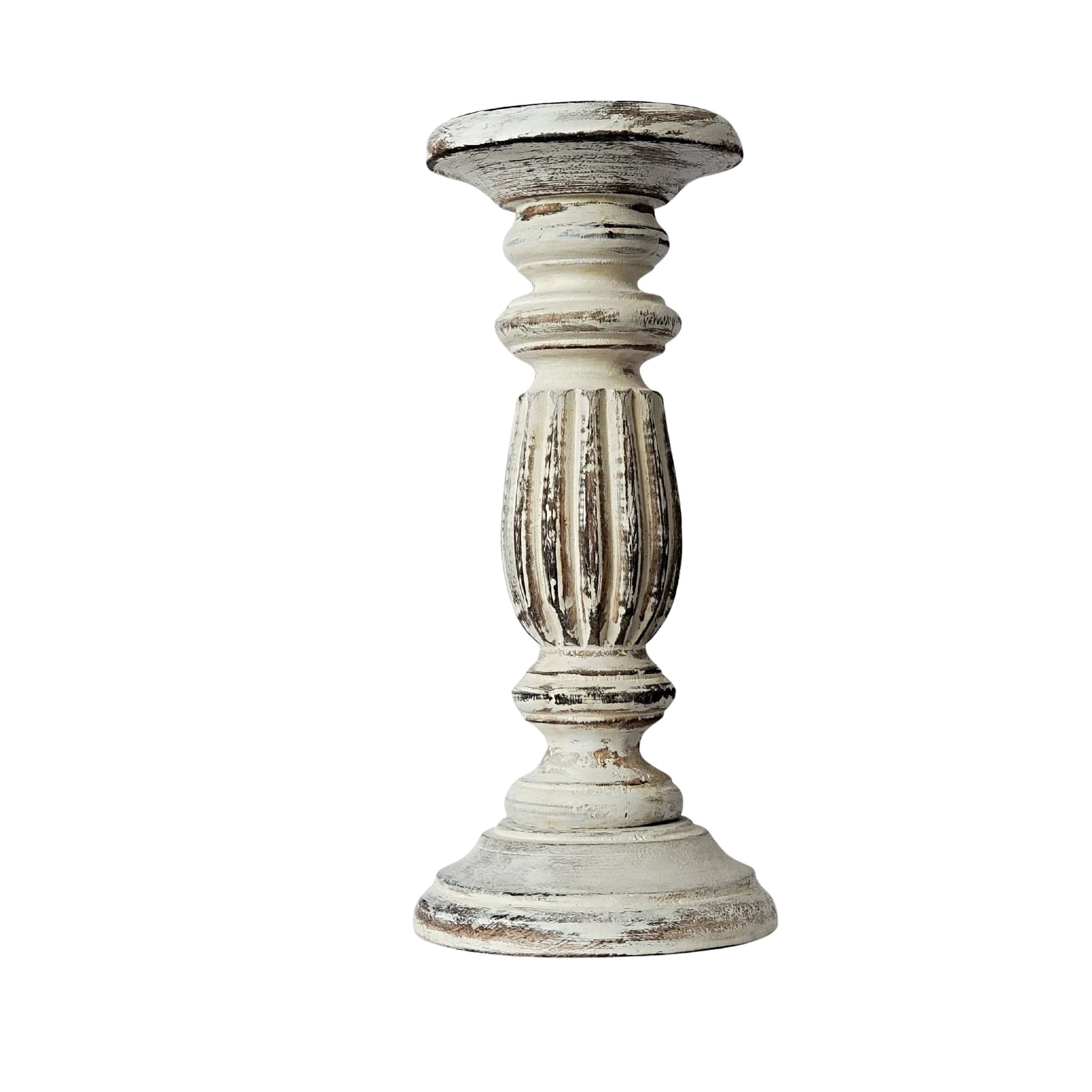 White distress candle holder