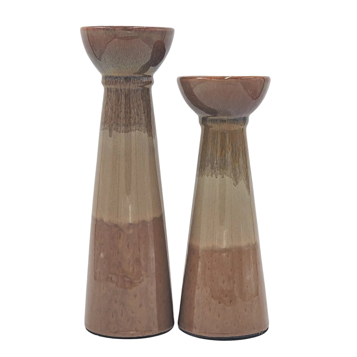 Brown Drip Glazed Candle Holders ( Set of 2)